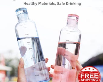Glass Water Bottle Made With High Borosilicate 17 oz (500ml)  + Bottle Sleeve  Holistic/Chromotherapy