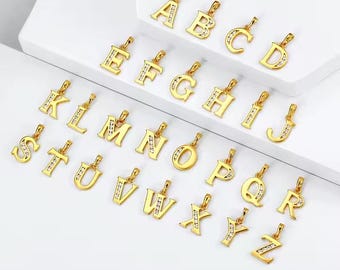 14k gold filled hanger met beginletter met kristallen accenten, AZ-bedel in alfabet, individuele letters