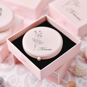 Espejo compacto personalizado: espejo de maquillaje grabado personalizado, regalo de dama de honor, recuerdo de despedida de soltera, recuerdo de invitado de boda
