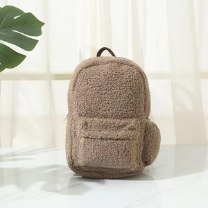 Mochila de vellón de cordero bordada personalizada, bolsa de viaje para niños con nombre personalizado, mochila de compras portátil, bolso de hombro para mujer