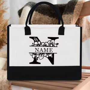 Bolsa Personalizada con Letra Floral de la A-Z - Organizador con Nombre y Gran Capacidad, Regalo de Boda y San Valentín
