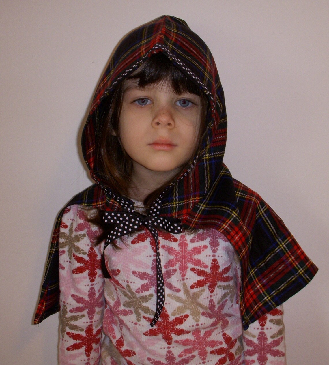 Red and Black Plaidie Wool Baby Hood Etsy