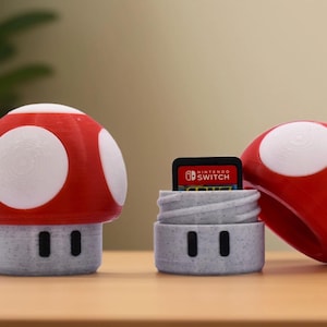 2er-Pack – 3D-Pilz-Kartenhalter für Nintendo Switch – Gamer-Organizer-Hülle – dekoratives Zubehör für Mario-Fans