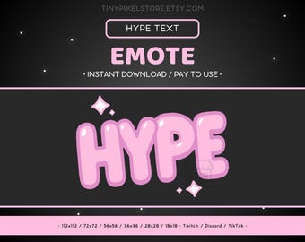 HYPE Twitch Emote Reaction Text - Pink Pastel Text Discord Emote, Streaming Assets, Streamer, Gaming, Funny, Sparkle, Glow, Kawaii, Cute
