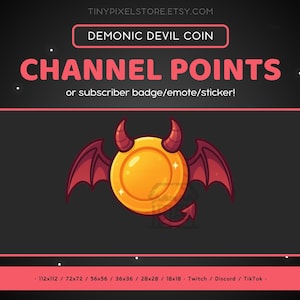Demonic Gold Coin Twitch Channel Point Icon, Sub Badge, Emote - Coin Discord Emote, Tracking-Assets, Gaming Emoji Sticker, Emo, Teufel, Goth