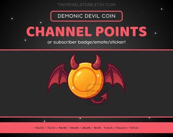 Demonic Gold Coin Twitch Channel Point Icon, Sub Badge, Emote - Coin Discord Emoji Sticker, Emo, Devil, Goth