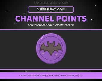 Purple Bat Twitch Emote: Channel Point Icon, Sub Badge (Digital Download)