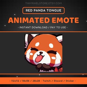 Gesto de contracción de panda rojo animado: lengua: emoticón de panda, lindo, animal, emoticón de Discord, transmisión de juegos, emoji, divertido, beso, blep