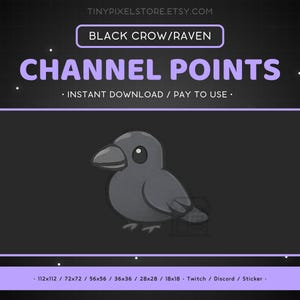 Icono de punto de canal de Twitch de Black Raven, insignia de suscripción, gesto de pájaro, gesto de cuervo en Discord, recursos de streaming, pegatina de emoji de juegos, insignia de fidelidad