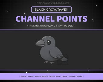 Black Raven Twitch Channel Point Icon, Sub Badge, Emote - Bird, Crow Discord Emoji Sticker