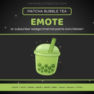 Matcha Milk Bubble Tea Twitch Emote - Boba Tea Channel Point-pictogram, subbadge, Discord-emote, streaming-items, gaming-emoji, sticker, drankje