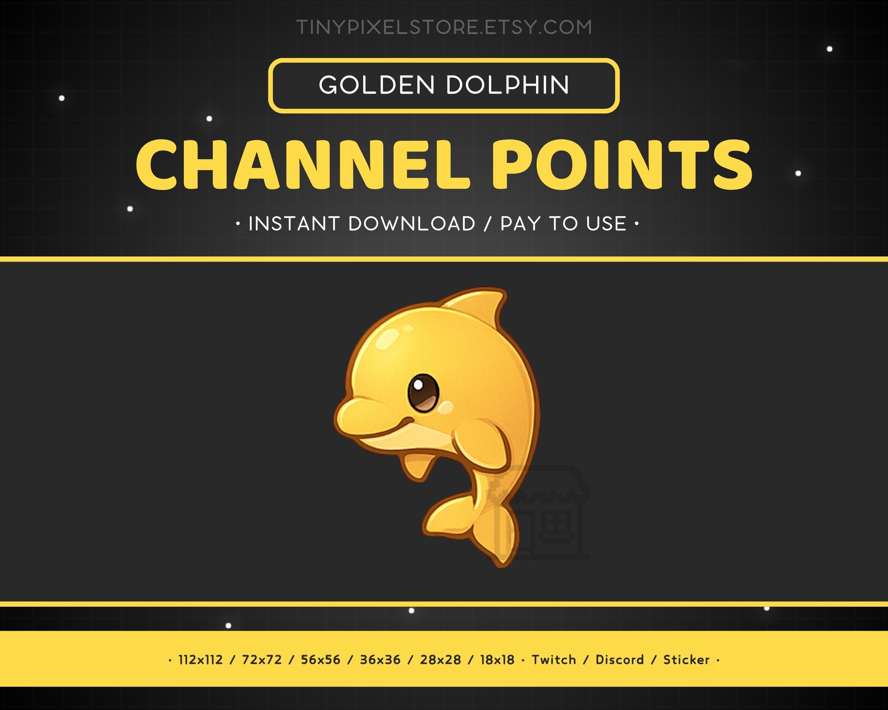 ゴールデンドルフィンTwitchチャンネルポイントアイコン、サブバッジ、絵文字 - ドルフィンDiscord絵文字、ストリーミングアセット、ゲーム、絵文字、ステッカー、ロイヤルティバッジ  - Etsy 日本