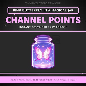 Butterfly Twitch Channel Point Icon, Sub Badge, Emote - Magical Jar Discord Emote, Streaming Assets, Gaming Emoji, Sticker, Loyalty Badge