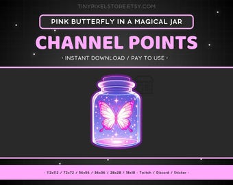 Butterfly Twitch Channel Point Icon, Sub Badge, Emote - Magical Jar, Discord, Streaming, Emoji, Sticker