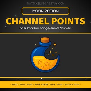 Moon Potion Twitch Channel Point Icon - Sub Badge, Emote, Star Potion Discord Emote, Streaming Assets, Gaming Emoji, Sticker, Star Celestial