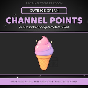 Ice Cream Twitch Channel Point Icon, Sub Badge, Emote - Cute Discord Emote, Streaming Assets Gaming Emoji Sticker, Dessert, Kawaii