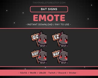 Bat Signs Emote - Discord Sticker, Emoticon, Halloween, EZ, GG, Raid, Ban