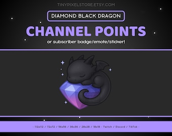 Emote de Twitch de Dragón Negro Gema: Icono de punto de canal, Insignia de suscripción, Discord, Emoji, Pegatina, Diamante, Insignia de bit, Lagarto