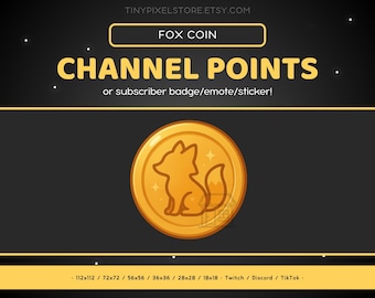 Fox Golden Coin Twitch Channel Point Icon, Sub Badge, Emote - Discord, Streaming Assets, Emoji, Sticker