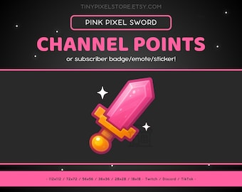Icono de punto de canal de Twitch de Pink Sword, insignia de suscripción, gesto - Discord, streaming, emoji, pegatina, píxel, lucha, ataque