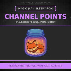 Sleepy Fox Twitch Channel Point Symbol - Sub Badge, Emote, Magical Jar Discord Emote, Streamen von Ressourcen, Gaming Emoji, Aufkleber, Loyalitätsabzeichen