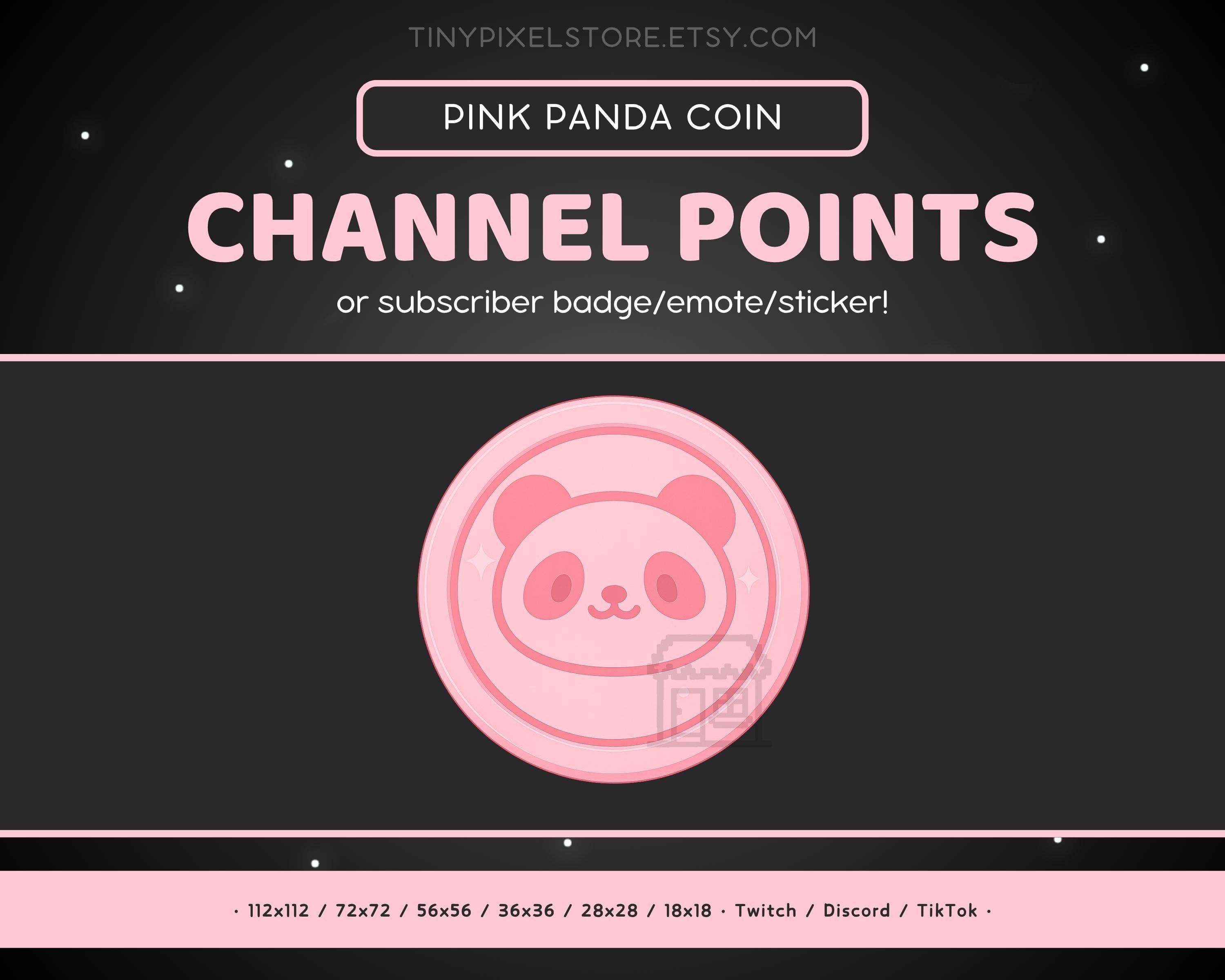 パンダピンクコインTwitchチャンネルポイントアイコン、サブバッジ、絵文字 - Discord、ストリーミング、絵文字、ステッカー - Etsy 日本