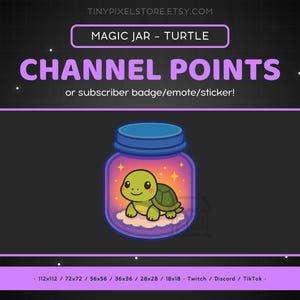 Cute Turtle Twitch Channel Point Icon - Sub Badge, Emote, Magical Jar Discord Emote, Streaming Assets, Gaming Emoji, Sticker, Loyalty Badge