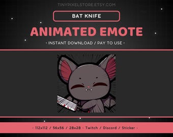Animated Bat Knife Twitch Emote – Horror Gaming, Discord Emoji (Digital Download)