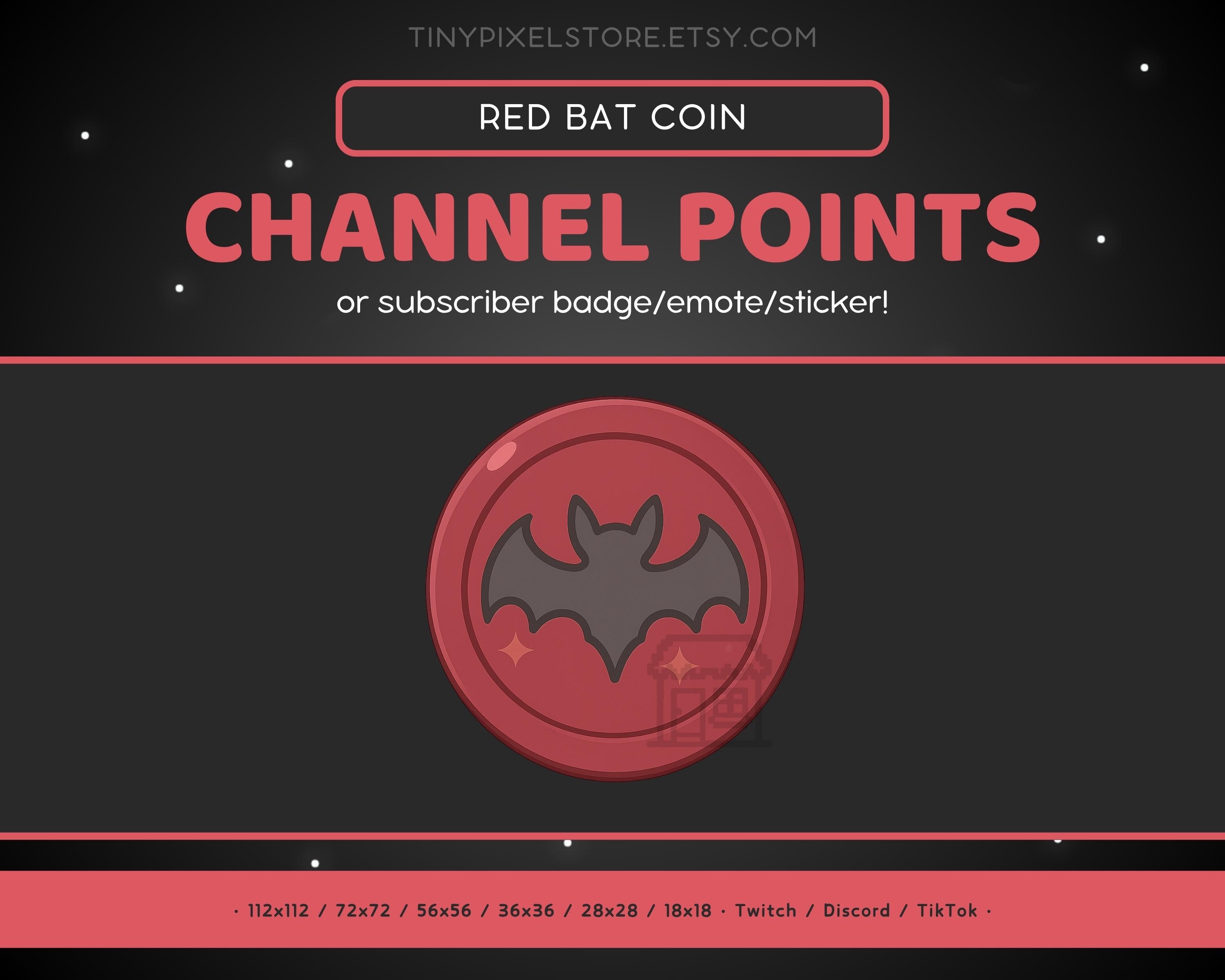 Red Bat Coin Twitch Channel Point Icon, Sub Badge, Emote - Cute Discord  Emoji, Sticker