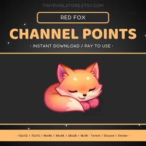 Sleeping Red Fox Twitch Channel Point Icon, Sub Badge, Emote - Fox Discord Emote, Streaming Assets, Gaming, Emoji, Sticker, Loyalty Badge