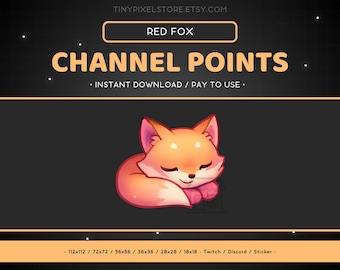Sleeping Red Fox Twitch Channel Point Icon, Sub Badge, Emote - Discord, Streaming, , Emoji, Sticker