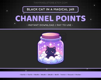 Black Cat Magical Jar Emotes, Twitch Sub Badges (Digital Download)