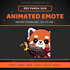 Gesto de pistola de Panda rojo ANIMADO para Twitch: Gesto de pistola de Panda, lindo, animal, gesto de Discord, transmisión de juegos, emoji, divertido, disparar