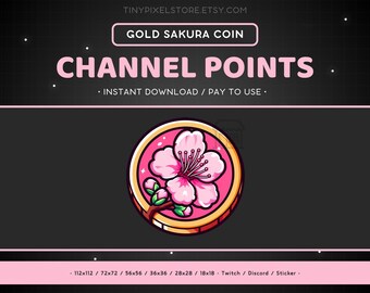 Icono de punto de canal de Twitch de la moneda dorada de la flor de Sakura (descarga digital)
