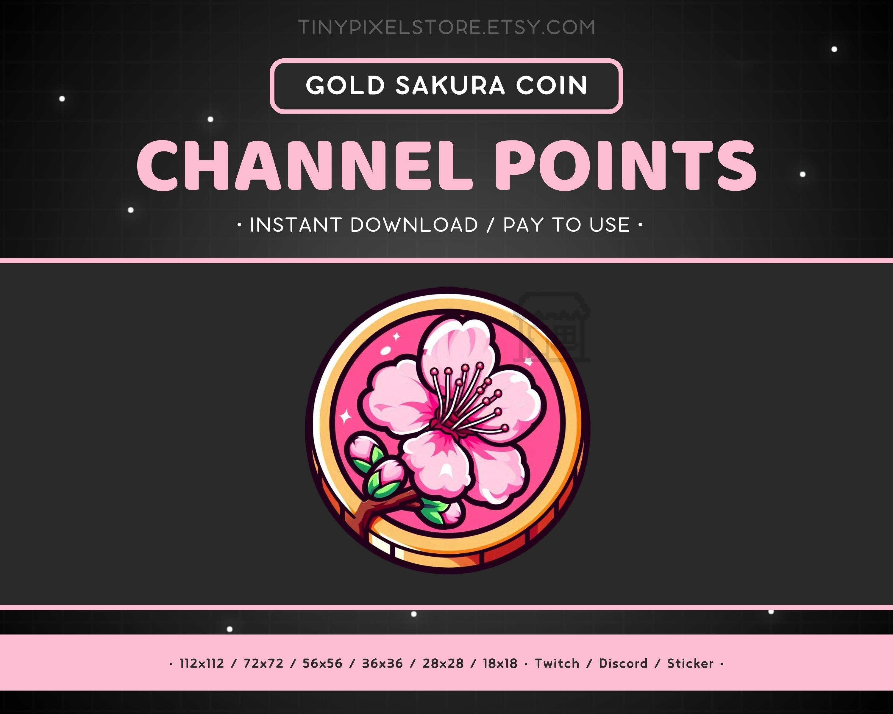 桜の花のゴールデンコインTwitchチャンネルポイントアイコン（デジタルダウンロード）