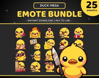 Duck Twitch Emote Mega Bundle 25x - Duck Pack Discord Emote, Cute, Funny, Animal, Bird, Chicken, Streaming Assets, Gaming, Sticker, Pizza