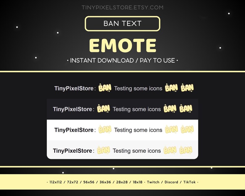 BAN Twitch Emote Reaction Text - Yellow Pastel Text Discord Emote ...