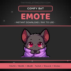 Bat Comfy Blanket Emote - Discord Emote, Streaming Assets, Gaming Sticker, Emoticon, Funny Animal Cute, Winter, Halloween, Nocturnal, Horror