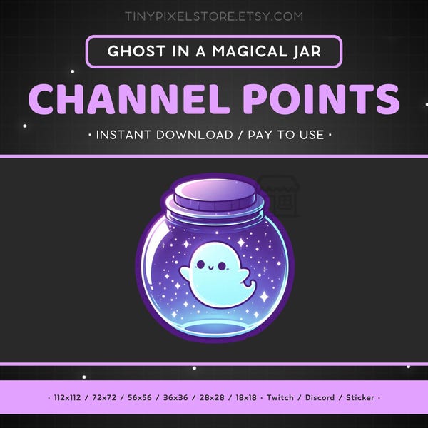 Geist Twitch Channel Point Symbol, Sub Abzeichen, Emote - Magical Jar Discord Emote, Gaming Emoji, Aufkleber, Loyalitätsabzeichen, Scary
