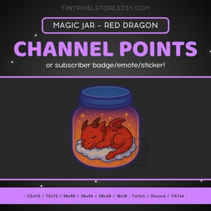 Sleeping Red Dragon Twitch Channel Point Icon - Sub Badge, Emote, Magical Jar Discord Emote, Cloud, Gaming Emoji, Sticker, Loyalty Badge