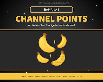 Banana Twitch Channel Point Symbol, Sub Badge, Emote - Discord Emoji Aufkleber, Obst
