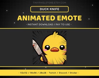 Duck Knife Animated Emote – Funny Animal Emoji GIF for Twitch, Discord, YouTube Streaming Assets