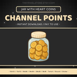Heart Coins Jar Twitch Channel Point Icon, Sub Badge, Emote - Money Discord Emote, Streaming Assets, Gaming Emoji, Sticker, Loyalty Badge