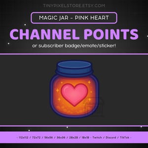 Pink Heart Twitch Channel Point Icon - Sub Badge, Emote, Magical Jar Discord Emote, Streaming Assets, Gaming Emoji Sticker Loyalty Badge