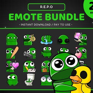 REPO Twitch Emote Bundle 24x - Green R.E.P.O Discord Emote, Funny, Streaming Assets, Gaming, Sticker, Game, Meme, Emoji, Semibot, Duck