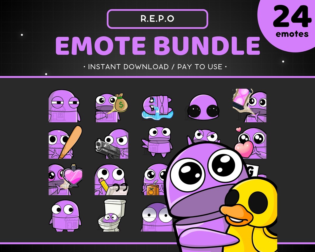 REPO Twitch Emote Bundle 24x - Lavender R.E.P.O Discord Emoji, Sticker ...