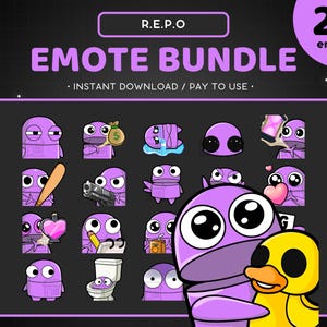 REPO Twitch Emote Bundle 24x - Lavender R.E.P.O Discord Emote, Funny, Streaming Assets, Gaming, Sticker, Game, Meme, Emoji, Semibot, Duck