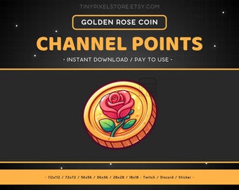 Rose Golden Coin Twitch Channel Point Icon, Discord Emote (Digital Download)