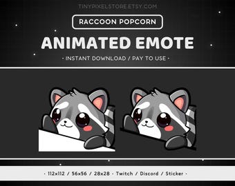 ANIMATED Raccoon Bongo Cat Twitch Emote - Cute Racoon, Animal, Kawaii, Discord Emote, Gaming Streaming, Emoji, Funny, Table Tap, Music, Jam