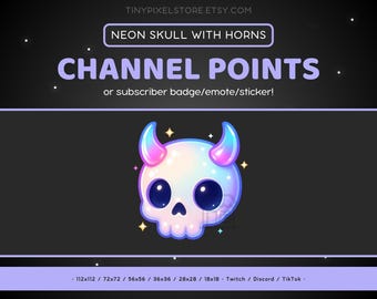 Icono de canal de Twitch de calavera de neón: insignia de suscripción, gesto, emoji, pegatina, aterrador, espeluznante, muerto, muerte